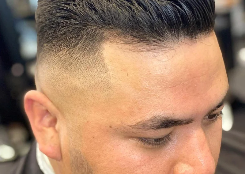 Close-up of another freshly cut fade haircut